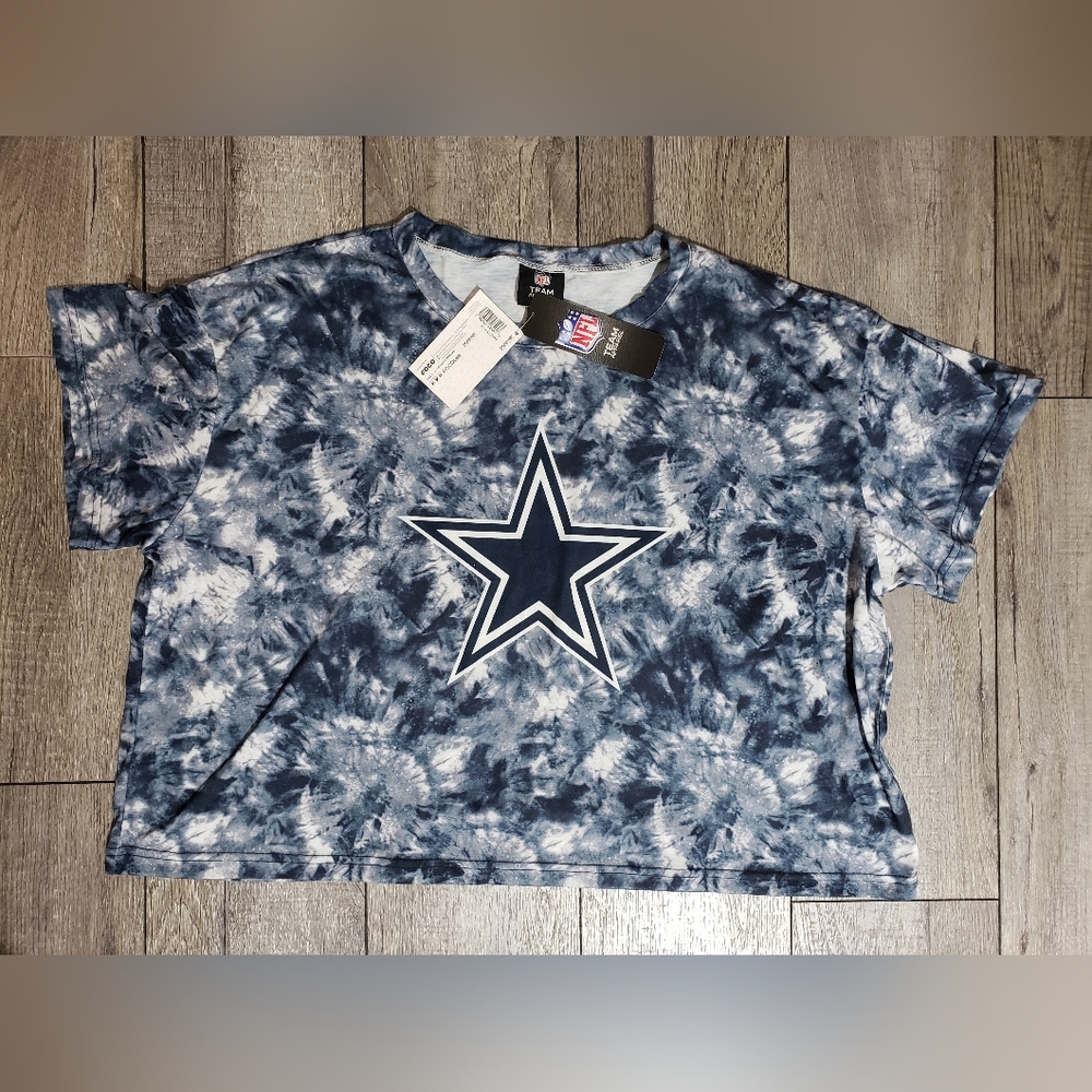 FOCO Dallas Cowboys Womens Tie-Dye Big Logo Crop Top, Sz XL